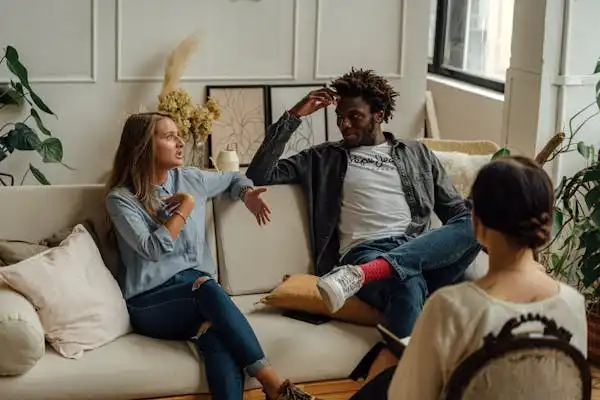 a man and women during group therapy