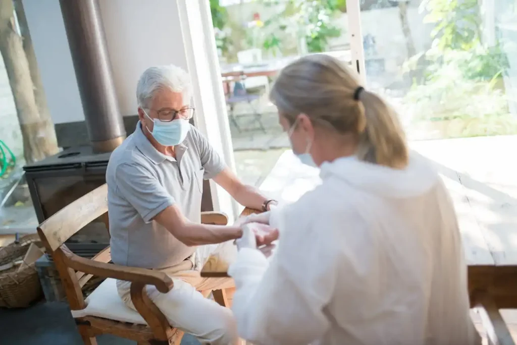 health monitoring of an adult man on residential rehab in corona california