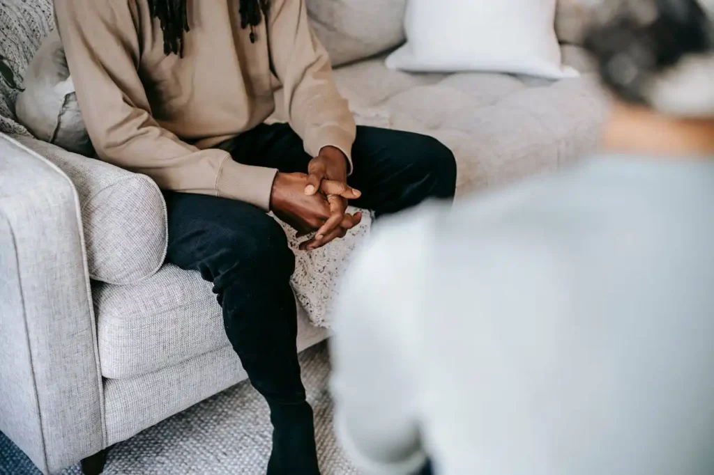 male client during one on one therapy
