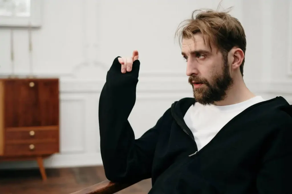 man during counseling at alcohol rehab center