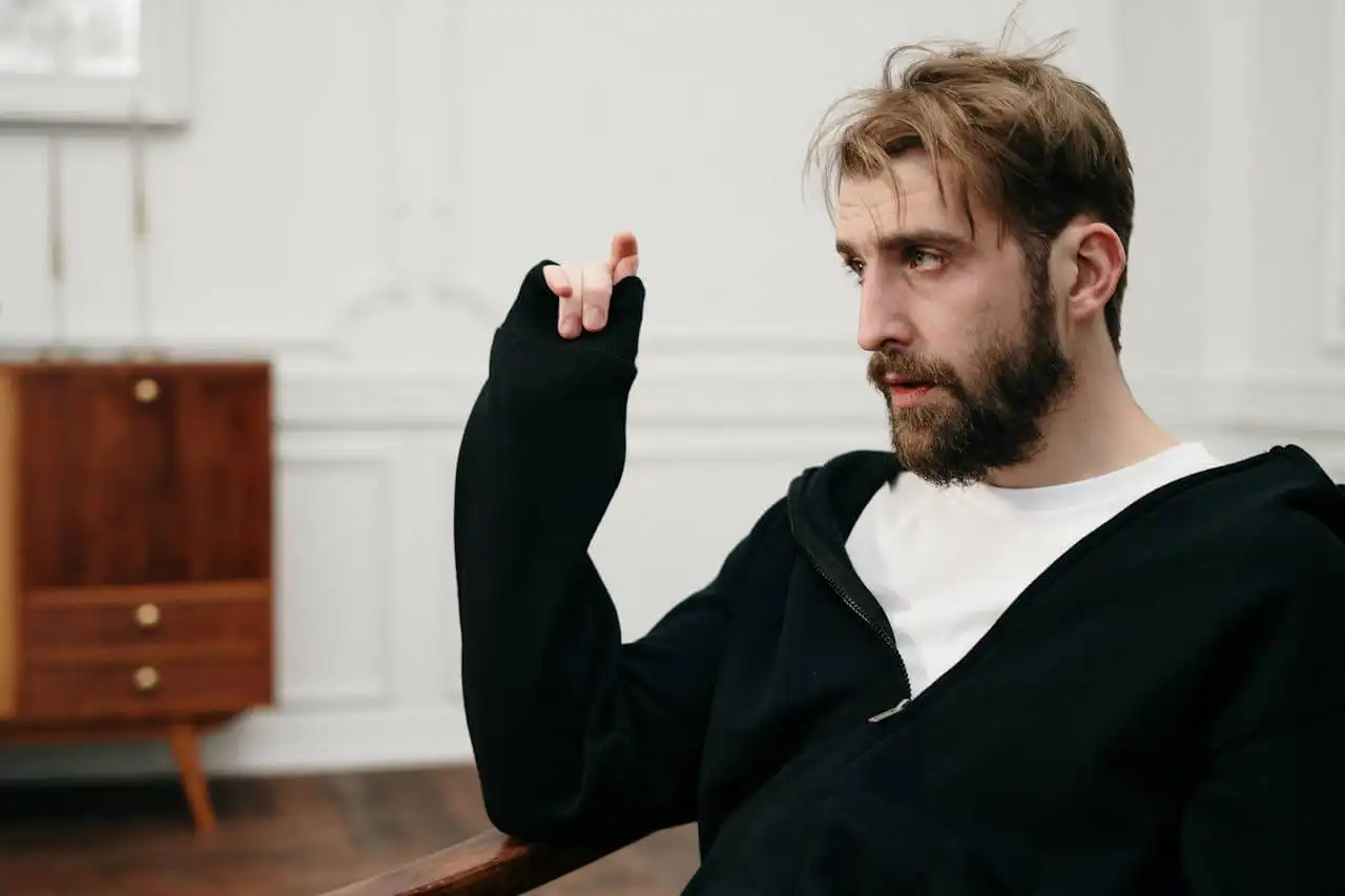 man during counseling at alcohol rehab center