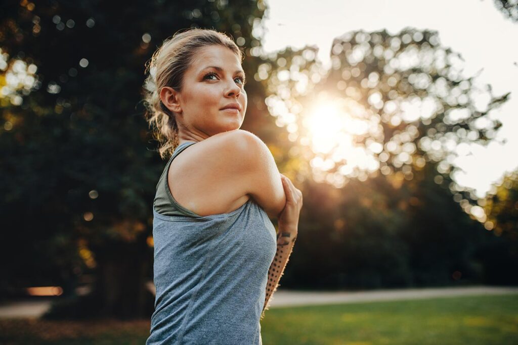 a female client doing some exercises at a drug and alcohol rehab center in riverside california