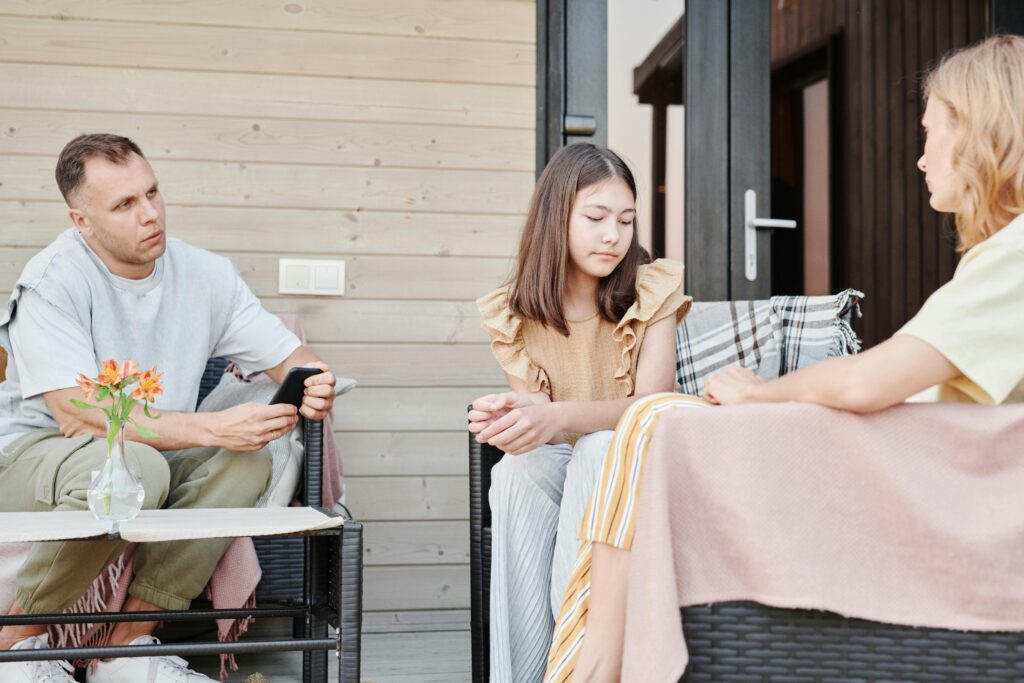 parents talking to kid