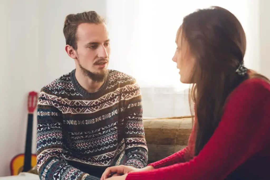 wife talking to her husband about his substance abuse problem