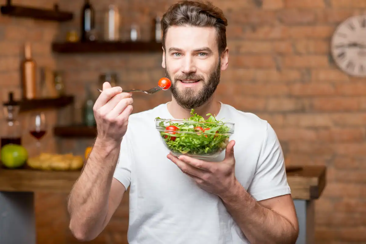 Man Eating Salad