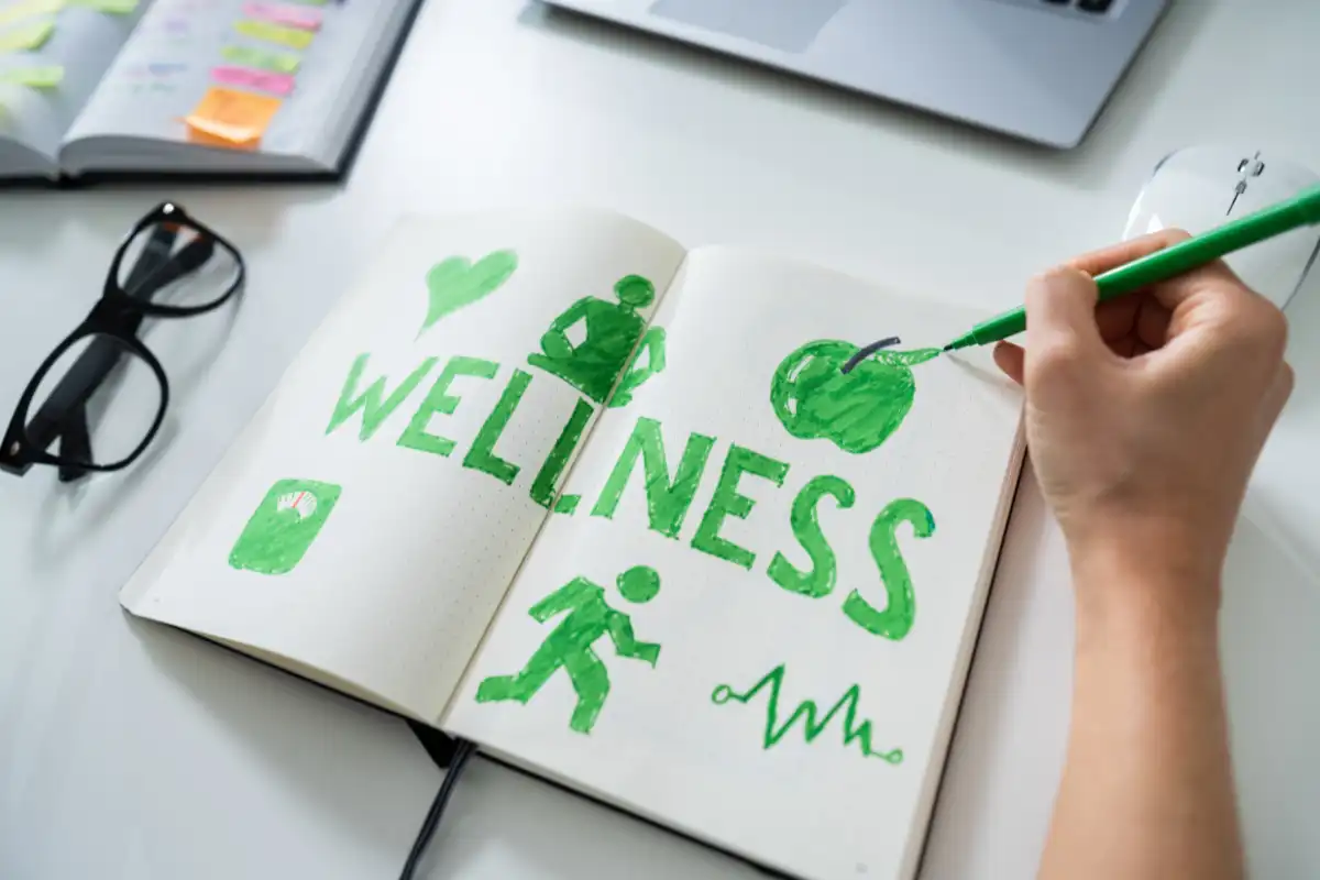 Human Hand Drawing Wellness Concept