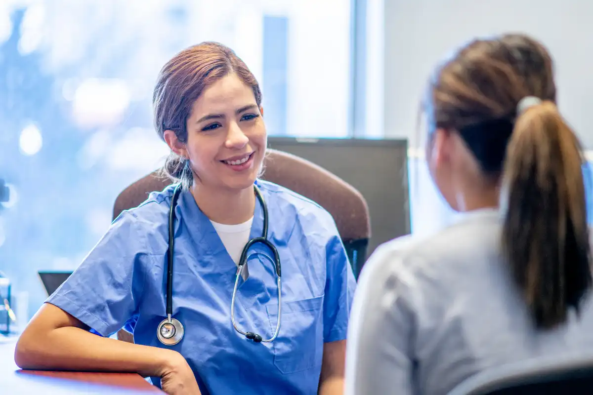 female patient consults a doctor for detoxification