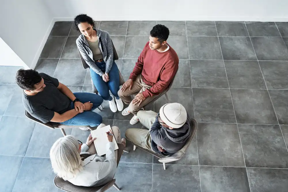 Top View or Support in Group for Talking Rehabilitation