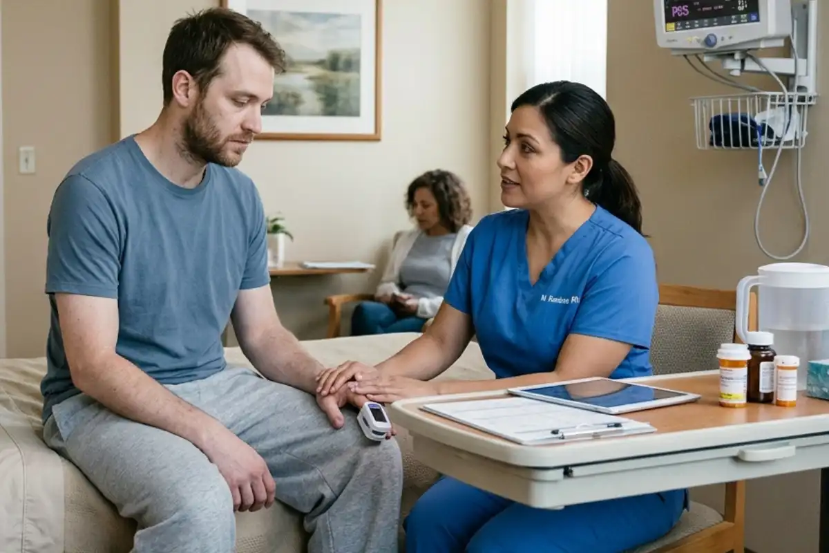 male client during a drug detox in a drug rehab