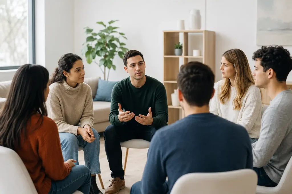 Young Adults in Group Therapy in a drug rehab in california