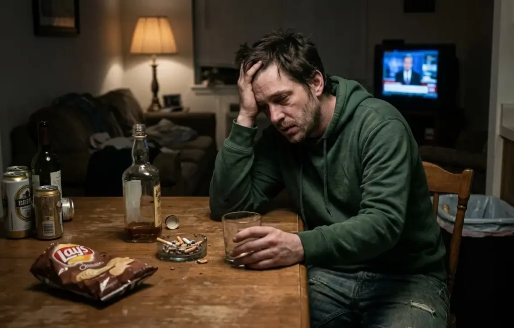 photo of a man showing alcohol relapse warning signs