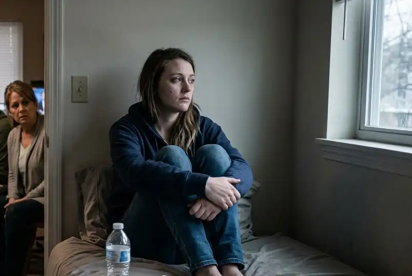 woman isolating her self from her reovery support